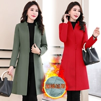 Áo khoác len nữ dài thời trang khí chất mỏng không cổ 2018 mùa đông mới áo len dày - Trung bình và dài Coat áo khoác dạ nữ