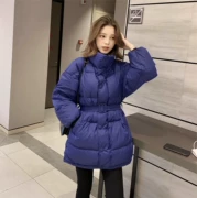 Mùa đông 2018 phiên bản Hàn Quốc mới của cổ áo cổ áo nhỏ mỏng xuống áo khoác nữ sinh viên eo túi nhỏ - Bông