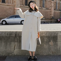 Áo mới 2018 phiên bản Hàn Quốc của áo dài in đại học gió đơn áo choàng cổ áo len dày áo khoác nữ mùa đông áo khoác nỉ