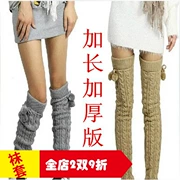 Mùa thu và mùa đông dày và phần dài ống cao trên đầu gối nữ cọc cọc vớ Quần legging len thiết lập ấm áp cho đầu gối