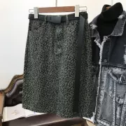 An An hàng mới! Thủy triều hipster retro! Leopard cao eo váy tráng rửa váy denim 6155