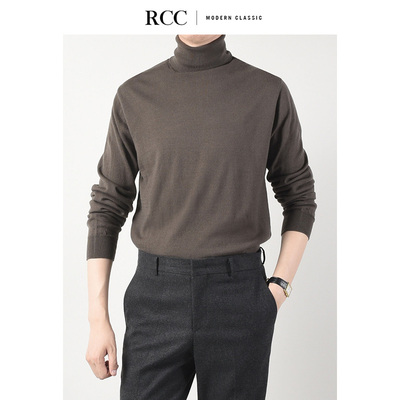 Spot RCC quần áo nam mùa thu và mùa đông mới chạm đáy mềm mại có thể lật ngược áo len len cao cổ nam - Hàng dệt kim