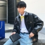 Áo khoác nam mùa thu mới của Hàn Quốc phong cách Hồng Kông thả lỏng phía sau Trung Quốc thêu áo khoác da PU áo khoác nam cao cấp