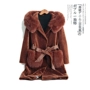 Mùa nóng đang khuyến mại thô [Châu Âu] hàng khan hiếm Lông cáo cổ áo trùm đầu lông cừu ấm xé lông 2.05kg áo khoác lông