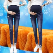 Mùa thu đông 2018 cộng với quần nhung nữ quần dạ dày cho bà bầu quần jeans chân bút chì quần bà bầu mùa thu 2018