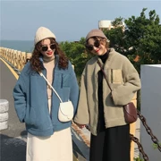 Quần áo độn bông nữ 2018 mới mùa đông phiên bản Hàn Quốc của học sinh lỏng lẻo khâu áo khoác lông cừu