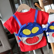 Quần áo trẻ em mùa hè Áo phông trẻ em 2019 Áo phông trẻ em mới Hàn Quốc phiên bản áo ba lỗ túi hoạt hình của bé trai - Áo thun