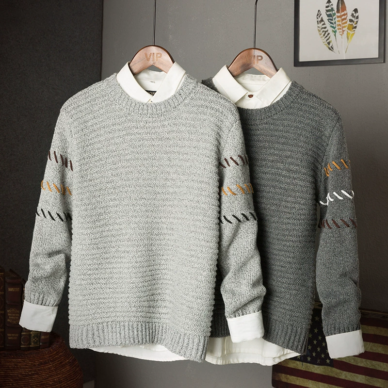 Áo len len 2019 mới thu đông 2014 Giới trẻ tự canh cơ sở áo len cổ tròn áo len nam - Cardigan