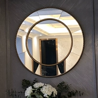 Украшение для гостиной, круглое креативное зеркало, легкий роскошный стиль