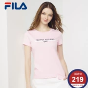 Áo thun nữ Fila Fila mùa hè Mới đan ngắn tay áo thun nữ giản dị | F61W828121F - Áo phông thể thao