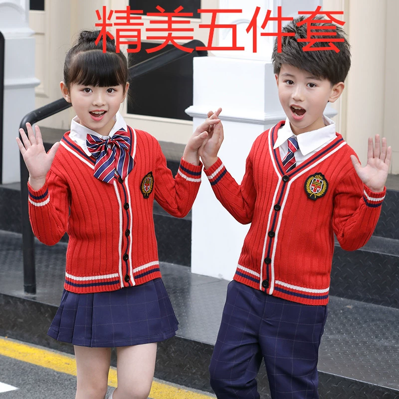 Mới mẫu giáo mùa xuân và mùa thu Anh đồng phục phong cách trường đại học nam áo len Hàn Quốc phù hợp với quần áo tiểu học - Đồng phục trường học / tùy chỉnh thực hiện