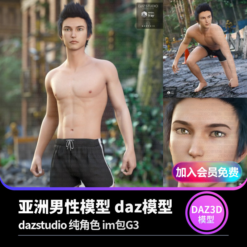 J3579-亚洲韩裔男性角色daz3d模型 Daz Studio素材源文件-cg男孩