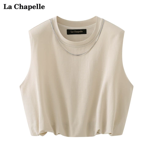 La Chapelle Round Neck Seamere Chain Dookveless Plesleppl Pad Top для женщин Лето свободный универсальный жилет