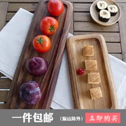 Không sơn quá khổ dải gỗ keo tấm sushi bánh trái cây tấm hình chữ nhật khay trà rắn bộ đồ ăn bằng gỗ - Tấm