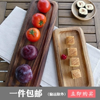 Không sơn quá khổ dải gỗ keo tấm sushi bánh trái cây tấm hình chữ nhật khay trà rắn bộ đồ ăn bằng gỗ - Tấm đĩa trái cây bằng gỗ