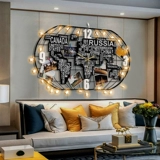 Украшение карты мира фон Wall American Creative Industry Wind Iron Art Art Art Art Art Art Restaurant Restaurant Restaurant Mart Map Wanging Clock