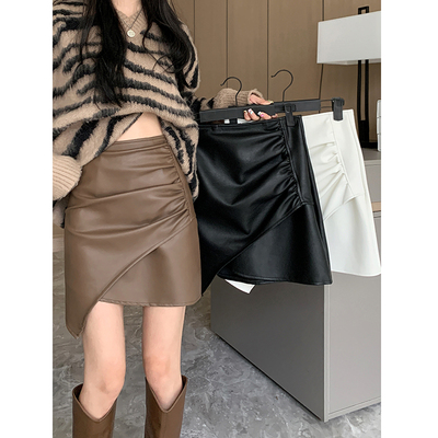 taobao agent Black demi-season pleated skirt, plus size, high waist, fitted