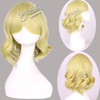 taobao agent Wig, golden yellow mini-skirt, cosplay, curls