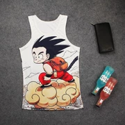Phim hoạt hình mùa hè anime Dragon Ball Goku in họa tiết Slim size lớn thể thao kéo dài áo thun vest - Lót