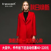 Áo choàng nữ hiệu Han Yi Chi 2018 thu đông 2018 mới một nút áo hai mặt áo khoác len nữ dài - Áo len lót đôi