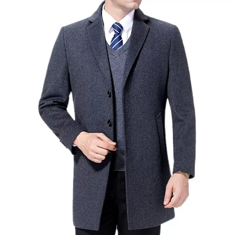 Mùa thu và mùa đông áo len dài trung niên áo khoác nam trung niên dày áo phù hợp với bộ đồ giản dị - Áo len