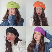 Демисезонный бархатный брендовый берет, бархатная шапка, популярно в интернете, в корейском стиле, с вышивкой