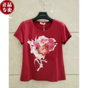 Áo thun nữ mùa hè 2019 áo thun nữ QENQIAO Zhen Qiao 7093 chất lượng cao cotton in hoa ba chiều - Áo phông