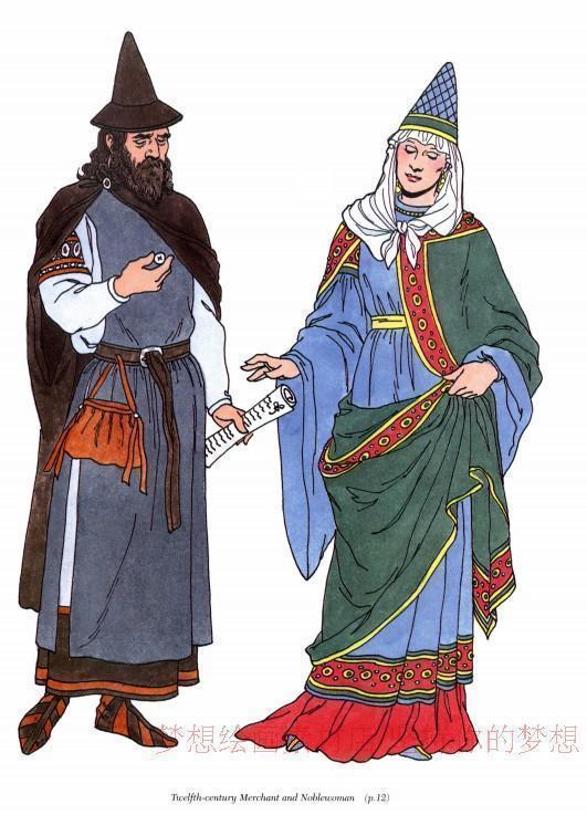 中世纪欧洲服饰漫画插画绘画设计素材