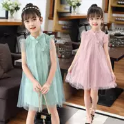 Quần áo trẻ em gái mùa hè mới 2019 trẻ em lớn gió quốc gia retro lưới ren váy trẻ em - Khác