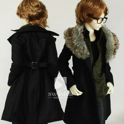 taobao agent BJD baby jacket coat, hairy collar double -breasted black trench coat, uncle 3 points, 4 points SD baby SWDOLL member factory goods