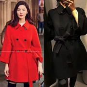 Ngôi sao với cùng một chiếc thắt lưng hai lớp áo khoác cashmere nữ làm bằng tay áo len mùa thu và đông mới 2019 - Áo len lót đôi