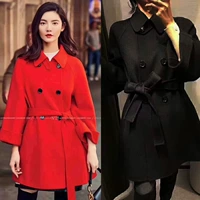 Ngôi sao với cùng một chiếc thắt lưng hai lớp áo khoác cashmere nữ làm bằng tay áo len mùa thu và đông mới 2019 - Áo len lót đôi áo bomber nữ