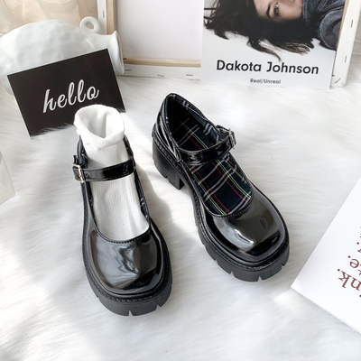 taobao agent Little Leather Shoes Female British Retro Academy of Fragments, a thick heel thick -bottom loose cake Japanese jk Maryzhen big head shoes