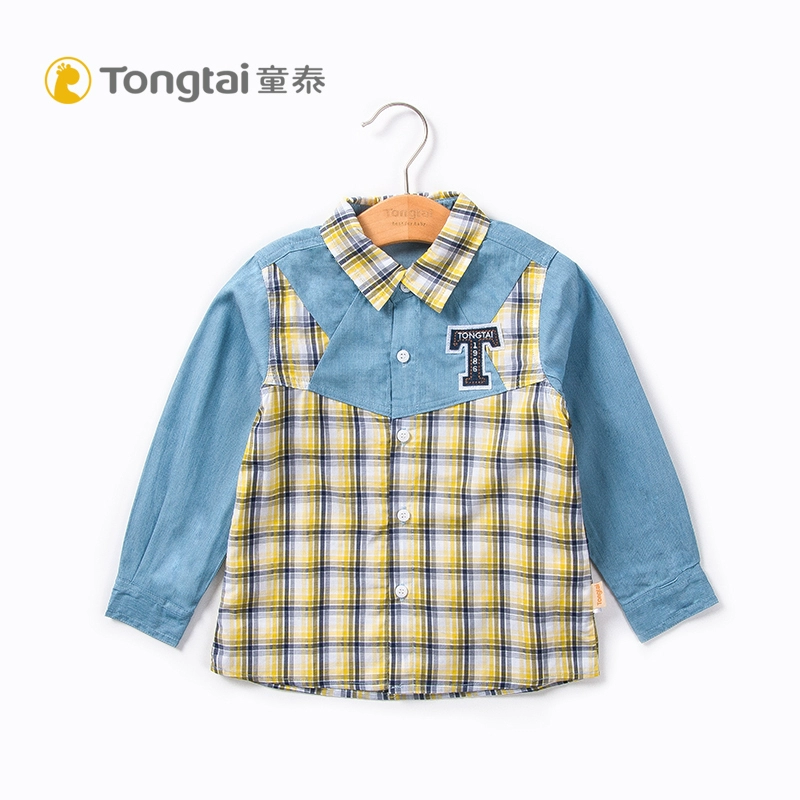 Áo bé sơ sinh nam Đài Loan 1-4 tuổi xuân hè bé bé ve áo dài tay áo kẻ sọc trẻ em ra áo - Áo sơ mi