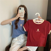Кролик, японская футболка, красная мини-юбка, жакет, новая коллекция, короткий рукав, большой размер