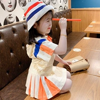 Летний спортивный костюм с капюшоном, мини-юбка, комплект, сезон 2021, детская одежда, в корейском стиле, короткий рукав