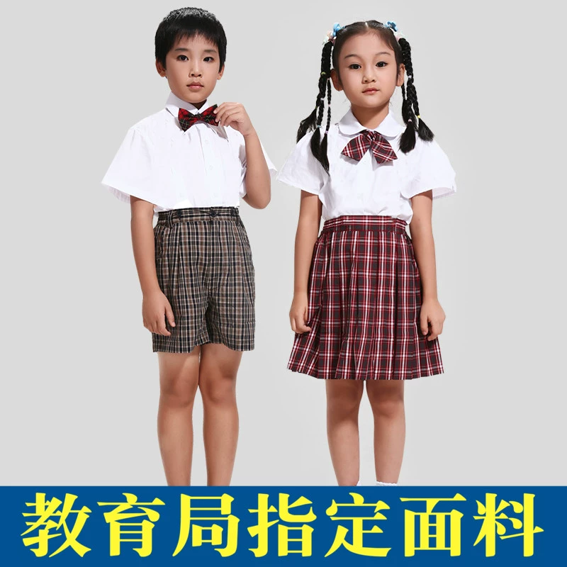 Đồng phục học sinh tiểu học Thâm Quyến nam nữ mùa xuân và mùa hè váy ngắn tay áo lớp biểu diễn phù hợp với chương trình khuyến mãi đẹp - Đồng phục trường học / tùy chỉnh thực hiện