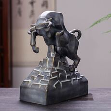 Пузырь бутылки 陶瓷酒瓶收藏9688酒柜展示新款仿青铜旺市牛三斤精美酒瓶高29