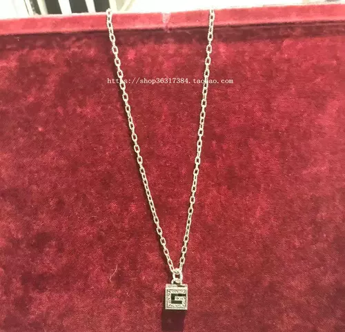 Gucci, ретро квадратная подвеска, длинный свитер, ожерелье, серебро 925 пробы