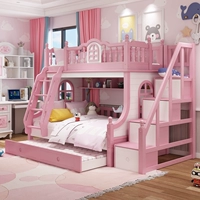 Кроватка из натурального дерева, двухэтажный розовый наряд маленькой принцессы, в американском стиле