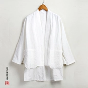 Trang phục mùa xuân được cải tiến theo phong cách Trung Quốc Hanfu 苎麻 唐装 茶 外套 Trung Quốc gió nam cotton và lanh - Trang phục dân tộc