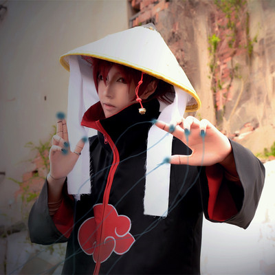 taobao agent Naruto red sand scorpion cos clothing Xiao robe red cloud cloak wig hat ring anime ninja suit