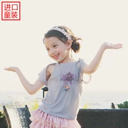 Cô gái Hàn Quốc nhập khẩu quần áo trẻ em hè hè mới T996 áo phông phao