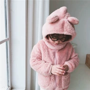 Áo khoác bé gái có khóa kéo 2018 mùa đông mới cho bé áo len trẻ em áo khoác nhà