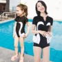 Áo tắm cho phụ huynh-trẻ em Swan Siamese bé gái phù hợp với lặn nửa tay áo dây kéo chân phẳng phụ nữ bơi spa áo tắm - Bộ đồ bơi của Kid áo tắm bé gái