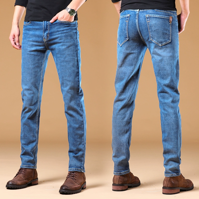 2020 xuân mới quần jean co giãn lỏng lẻo thẳng giản dị kích thước lớn quần nam quần nam xu hướng quần mỏng - Quần jean