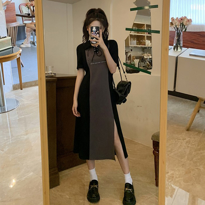 taobao agent Summer sexy fitted dress, brace, plus size, polo collar, A-line