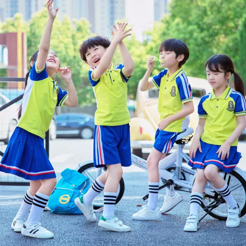 Dịch vụ đồng phục học sinh lớp 2019 đồng phục mẫu giáo mùa hè mới đồng phục trường tiểu học phù hợp với trẻ em lớp thể thao tay áo ngắn - Đồng phục trường học / tùy chỉnh thực hiện