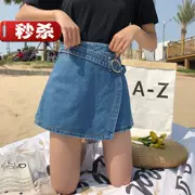 Hè 2019 k k mới phiên bản Hàn Quốc một chiếc quần short denim từ quần lửng nữ cạp cao cạp cao ống thẳng ống rộng - Quần jean
