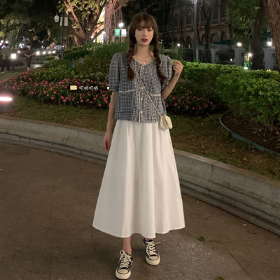 taobao agent Summer design retro top, brace, pleated skirt, for plus size ladies, Korean style, trend of season, A-line